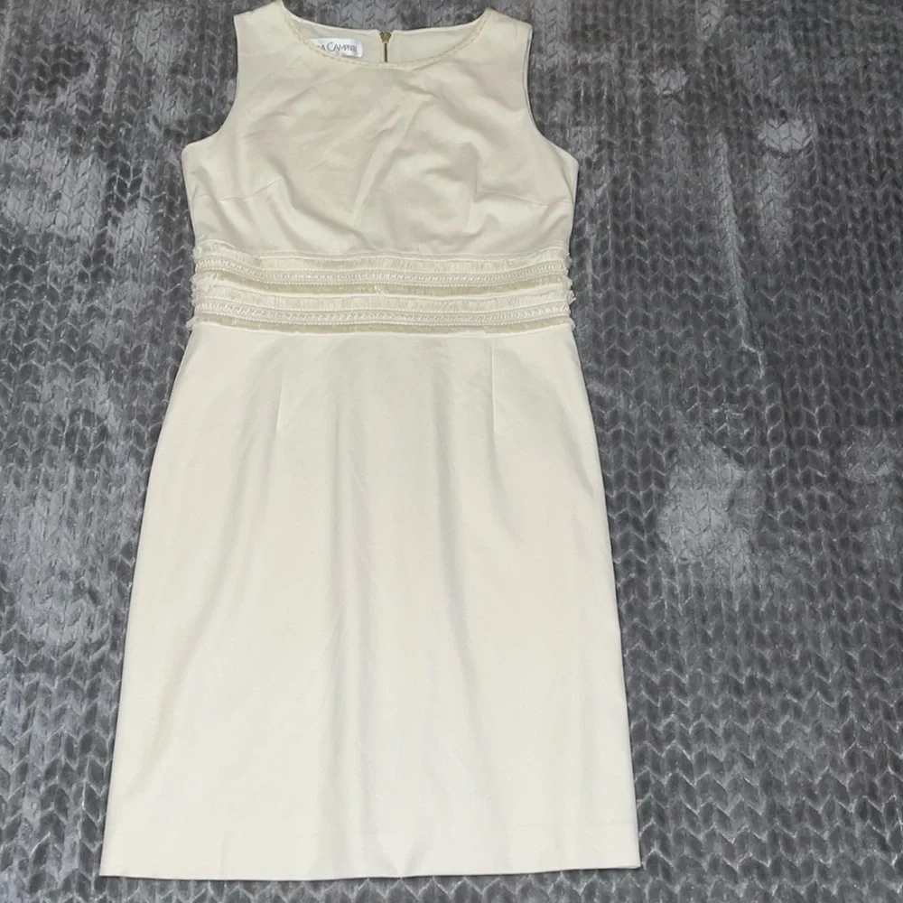 Sara Campbell Sleeveless Dress. Lined. Fringe waist. Size Medium. - Picture 1 of 12